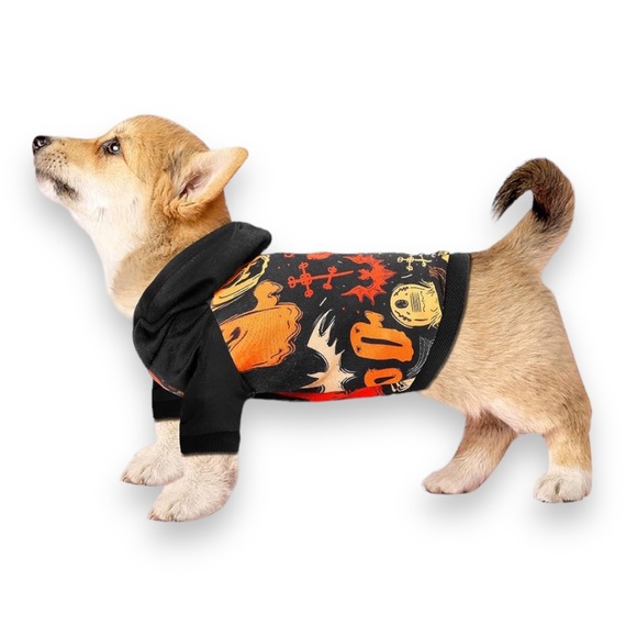 NEW Halloween Pumpkin Hoodie Small Dog Costume Hooded Sweater Pet Size Large - Picture 2 of 7